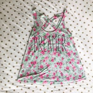 Graphic Floral Cross-Back Tank